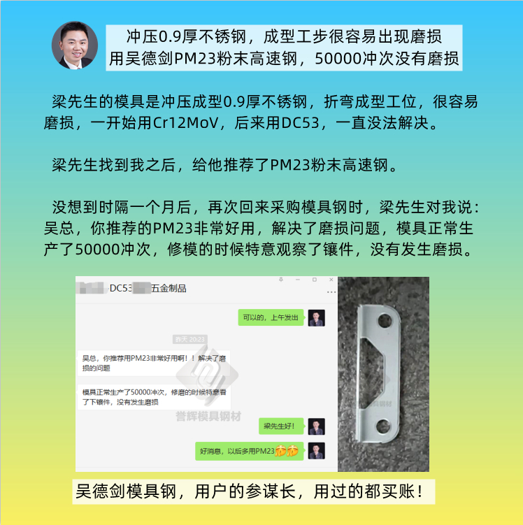 折彎成型鋁板沖頭粘鋁屑，用吳德劍PM23，沖頭不粘鋁屑。第465篇