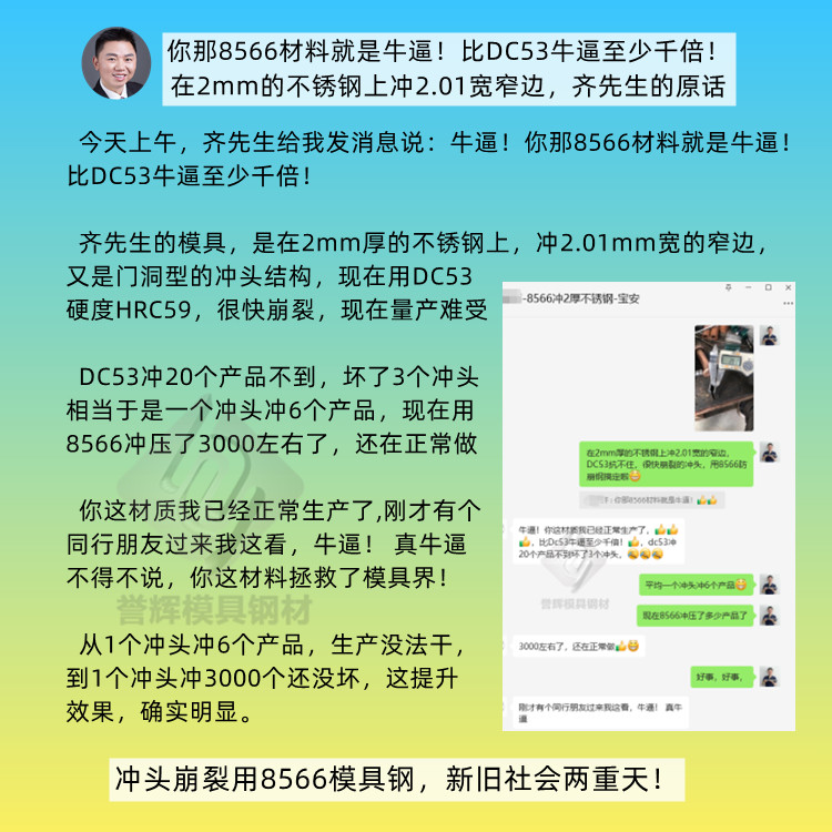 收到馬先生咨詢：在1.2mm厚304不銹鋼上沖2*10的長(zhǎng)孔用什么模具鋼？